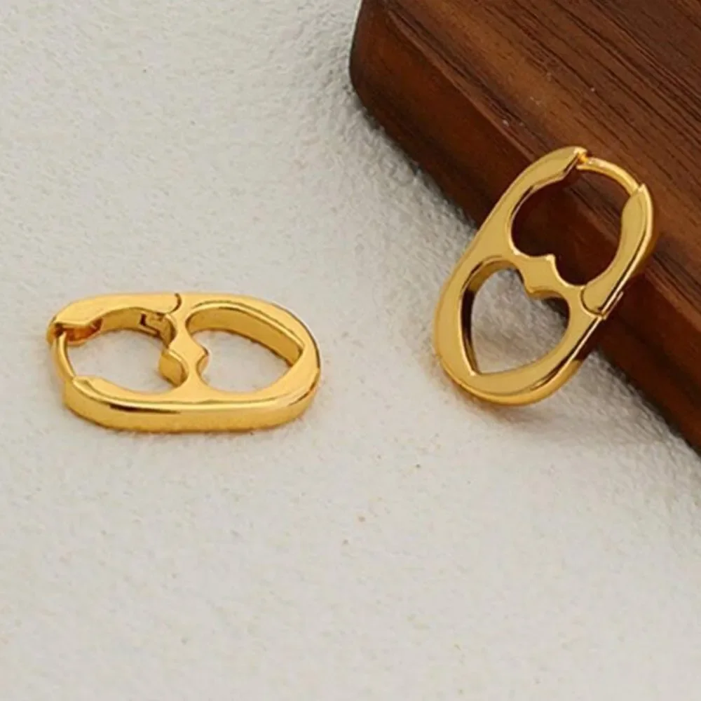 Gold Heart Cutout Hoop Huggie Earrings N1297